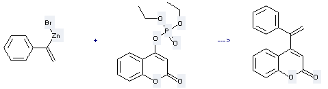 Zinc,bromo(1-phenylethenyl)- can be used to produce 4-(1-phenyl-vinyl)-chromen-2-one with 4-diethoxyphosphoryloxy-coumarin